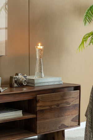 English Elm D3.1x10.4" Contemporary Bubble Glass Candle Holder for Dining Table — Elegant Multipurpose Centerpiece, Clear Lampscape Ambiance W2078P390740