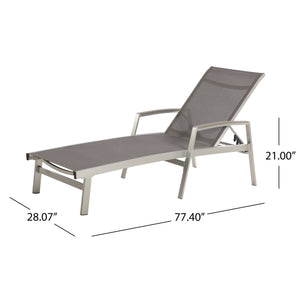 English Elm Christopher Knight Home® - OXTON Chaise Lounge with Breathable Nylon Mesh, Ergonomic Recline and Sleek Low-Profile Design for Comfort Grey 62753.00MP2