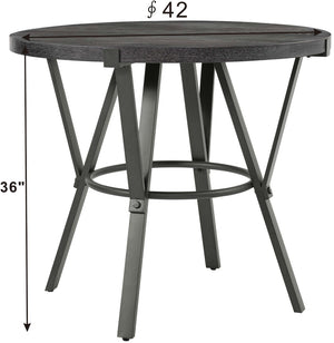 English Elm Wooden Round Counter Height Dining Set with Four Swivel Stools for Kitchen Nook B2748S00062
