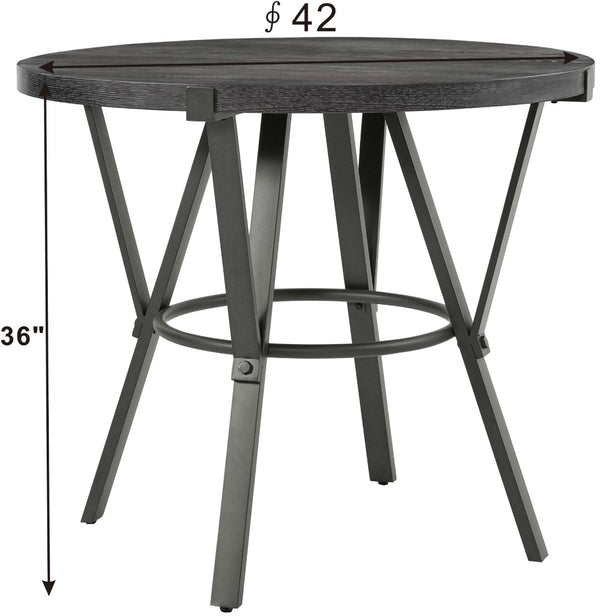 English Elm Wooden Round Counter Height Dining Set with Four Swivel Stools for Kitchen Nook B2748S00062