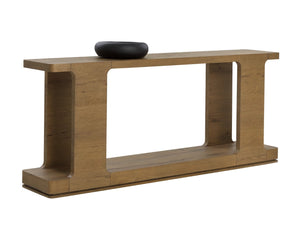 Sunpan HERCULES Console Table - Sculptural Design with Reclaimed Oak, Perfect for Entryways and Living Rooms Honey Grey 112530