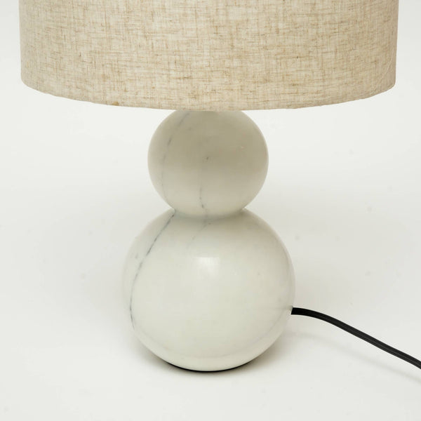 English Elm Jack Modern White Marble Table Lamp with Warm LED-Friendly Light, Minimalist Accent for Home Décor B346P336952