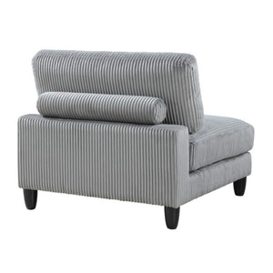 English Elm Mear Modular Armless Accent Chair Gray Corduroy Upholstery with Black Wood Legs B056P412638