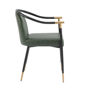 English Elm Christopher Knight Home® - Modern Upholstered Dining Chair with Gold-Tip Accents, Metal Armrests, Heathered Fabric, Set of Two Black+Green 35.75 L x 22.75 W x 22.5 H N776P195378G