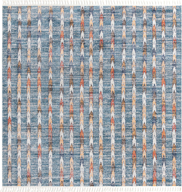 Unique Loom Aramis Aras Machine Made Tribal Rug Blue, Ivory/Navy Blue/Rust Red/Terracotta/Light Brown 10' 0" x 10' 0"