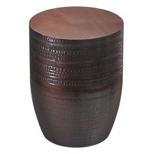 English Elm Johnsen 15" Wide Tribal Pattern Metal Accent Table - Handcrafted Iron In Rich Oil Rubbed Bronze Finish B136P158963