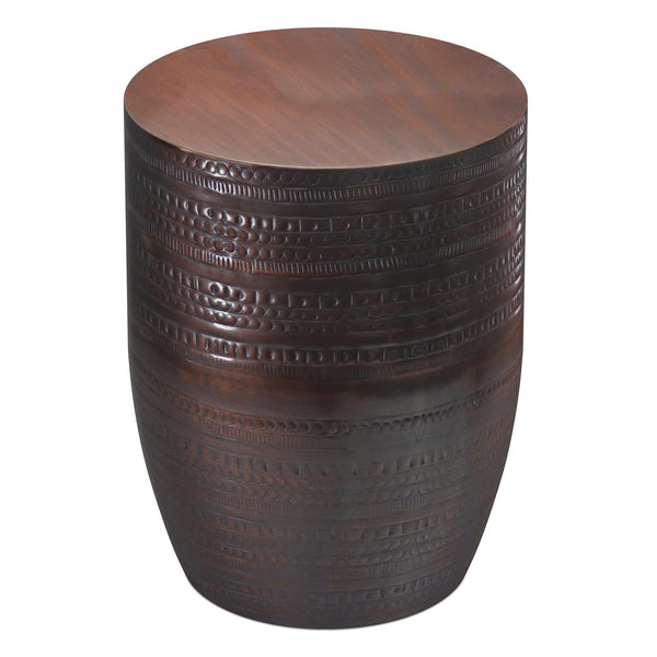 English Elm Johnsen 15" Wide Tribal Pattern Metal Accent Table - Handcrafted Iron In Rich Oil Rubbed Bronze Finish B136P158963