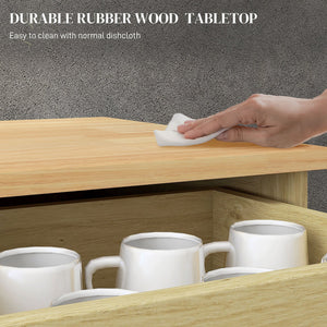 English Elm Homcom Sideboard With Rubberwood Countertop, Versatile Modern Kitchen Storage & Coffee Bar Cabinet W2225P217716