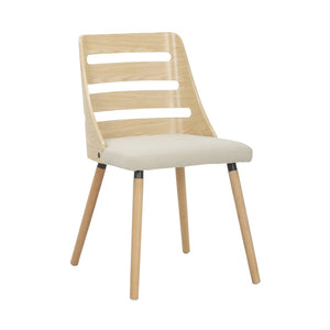 English Elm Dining/accent Chair Solid Wood Tapered Legs Cream Upholstery Mid-century Modern Seating B202P471340
