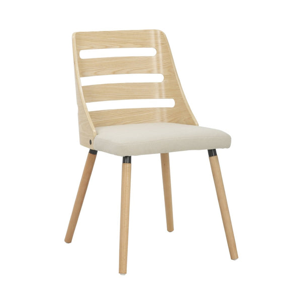 English Elm Dining/accent Chair Solid Wood Tapered Legs Cream Upholstery Mid-century Modern Seating B202P471340