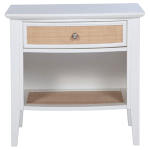 English Elm Talia Rattan Front Nightstand with Open Shelf White Coastal Bedroom Storage B062P440321
