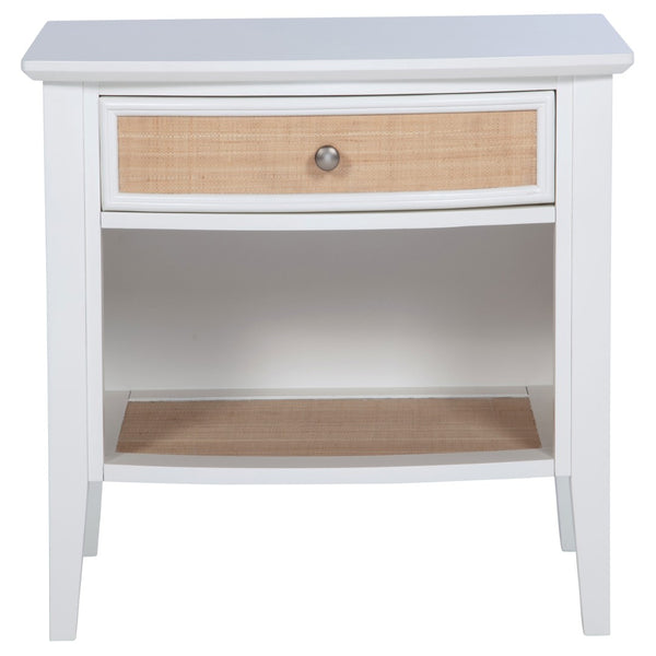 English Elm Talia Rattan Front Nightstand with Open Shelf White Coastal Bedroom Storage B062P440321