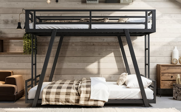 English Elm Twin Over Metal Bunk Bed with Led Lights Usb Ports Drawers and Sofa Conversion W5305S00054