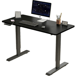 English Elm 55"×24" Electric Sit Stand Desk Steel Frame with Memory Presets and Usb-c Charging Port Black W614P376322