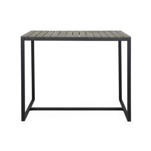 English Elm Christopher Knight Home® - EZRA Outdoor Industrial Acacia Wood Bar Table with Teak Finish and Iron Frame for Stylish Patios Grey+Black 70261.00GRY