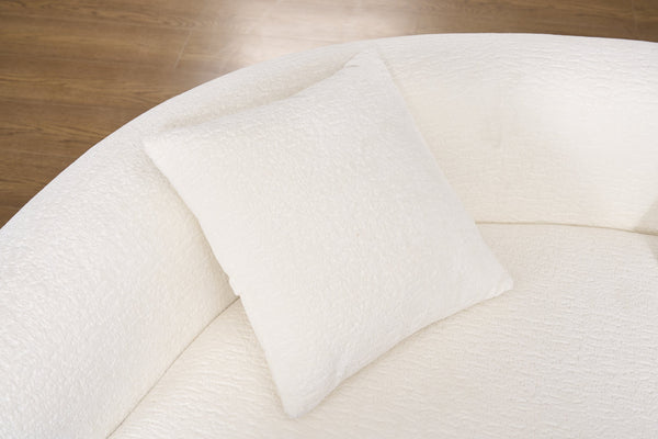 English Elm LY-042 Zen-Inspired S-Curved Dual-Depth Loveseat with Chenille Upholstery, Ready-to-Use Comfort White W2231P329713