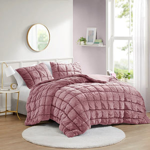 English Elm King Plush Velvet Comforter Set King Size with Down Alternative Fill, Box Quilting, Luxurious Softness Pink 22.05 L x 19.68 W x 16.93 H B035P203239
