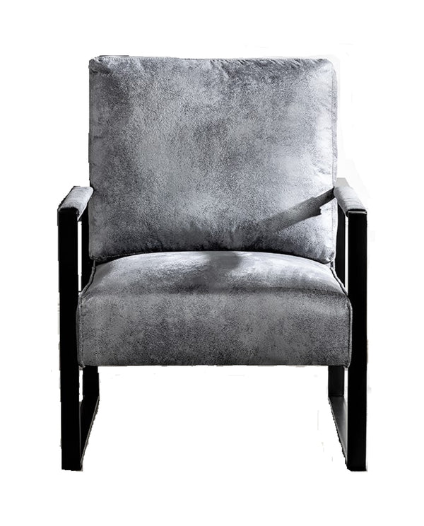 English Elm Direct Mid Century Modern Accent Chair with Brushed Metal Frame, Spotted Microfiber, Padded Arms, Cozy Cushioning Grey B2735P256733
