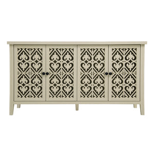English Elm Hollowed-Out Cabinet With 4 Doors - Stylish American Furniture For Living Room, Bedroom & Study W688P223025