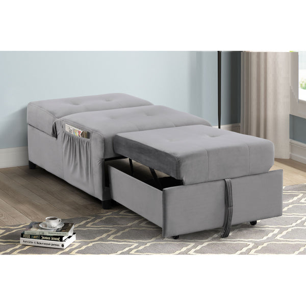 English Elm Velvet Adjustable Sleeper Lounge Chaise with Convertible Recline, Plush Velvet Upholstery, Gray Luxurious Seating B011P367211