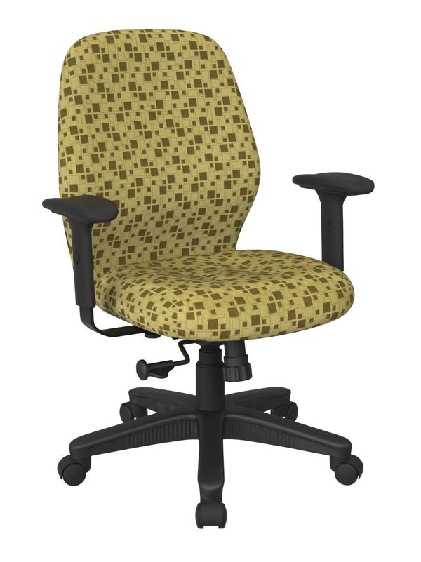 OSP Home Furnishings Mid Back Ergonomic Manager Chair with Synchro Tilt Lumbar Support and Padded Arms Kiwi 3121-K109