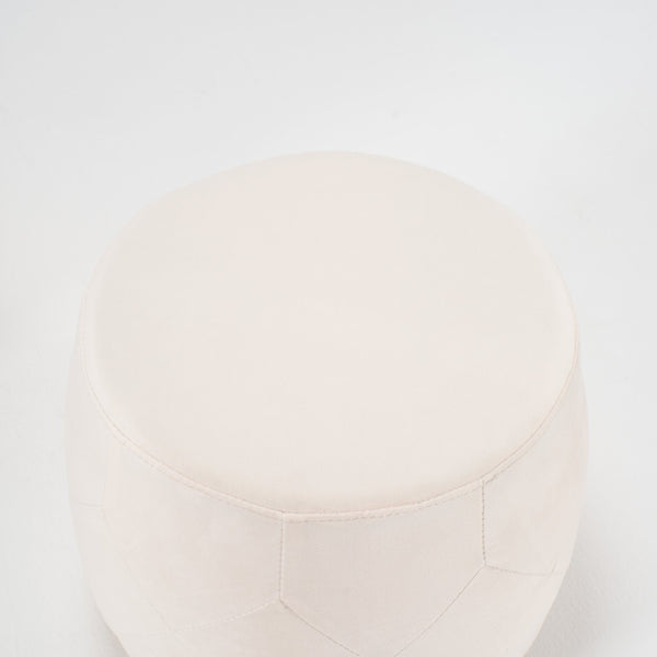 English Elm Ball Cast Round Nesting Ottoman Set Linen Upholstered Hidden Storage with Wooden Tray Beige W3163P379358