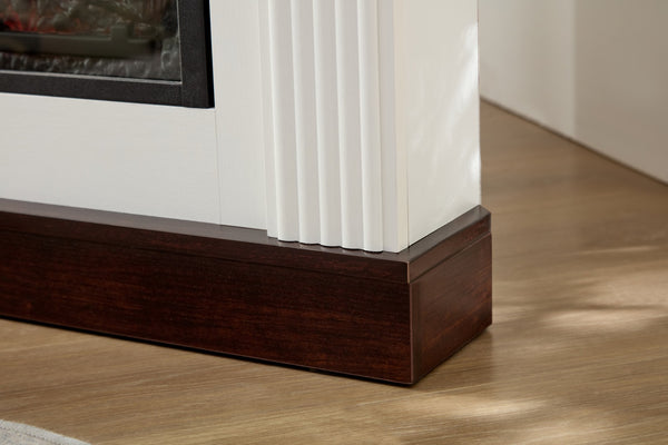 English Elm Farmhouse Electric Fireplace Tv Stand with Open Shelves Fits 70 Inch Screens W2393P230115