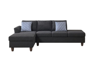 English Elm Hidden Compartment Modular Sectional with Pull Out Drawer and Coordinated Accent Pillows Black+ Gray B2730S00062