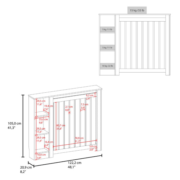 English Elm Radiator Cover Cabinet Slatted Ventilated Enclosure Matte Black Modern Minimalist Decor B070P337155