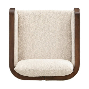 English Elm 25.25" Boucle Upholstered Accent Dining Chairs Mid-century Rubberwood Frame Set of 2 Almond,Walnut N771P392217V