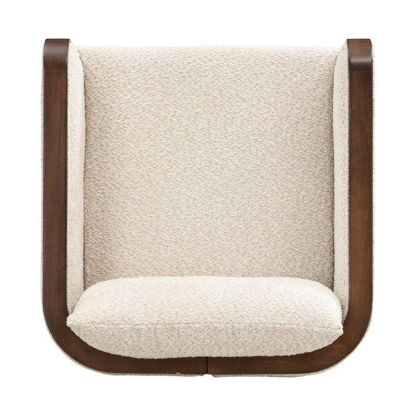 English Elm 25.25" Boucle Upholstered Accent Dining Chairs Mid-century Rubberwood Frame Set of 2 Almond,Walnut N771P392217V