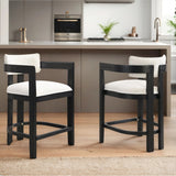 Christopher Knight Home® - Noble House - 26" Counter Height Bar Stool, Upholstered Counter Stools (Set Of 2) -Black