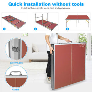 English Elm Double Fish Foldable Mdf Ping Pong Table with Wheels Net Paddles Balls Indoor Outdoor W3087P250981