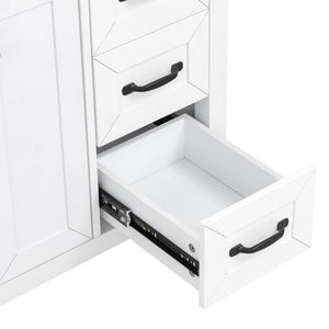 English Elm [video] 30 Inch Freestanding Bathroom Vanity White Mdf Pine Legs Ceramic Sink Soft Close N759P394442K