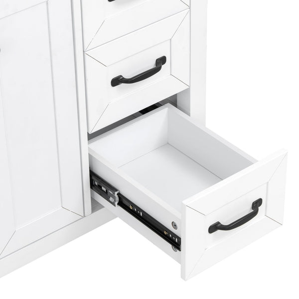 English Elm [video] 30 Inch Freestanding Bathroom Vanity White Mdf Pine Legs Ceramic Sink Soft Close N759P394442K