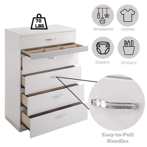 English Elm Naima Glam Six-Drawer Dresser with Felt-Lined Jewelry Organizer, Smooth Glides & Sparkle Accents White 54 L x 20 W x 38 H B2726P261857