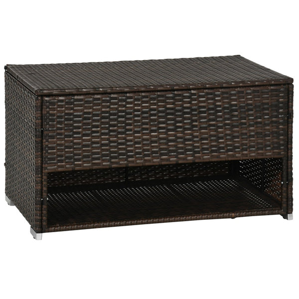 English Elm Outsunny Outdoor Rattan Deck Box With Liner - Stylish Storage For Cushions, Shoes, Pool Toys & More W2225P200517-GIGA