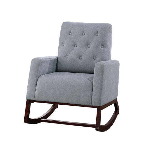 English Elm Rocker Diamond-Tufted Upholstered Rocking Chair with Plush Cushions, Exposed Legs, Elegant Accent Steel Gray 29 L x 28 W x 20 H B089P240471