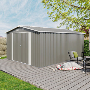 English Elm Campcraft Steel Utility Storage Shed with Lockable Doors Vented Sloped Roof Backyard W1598P287577