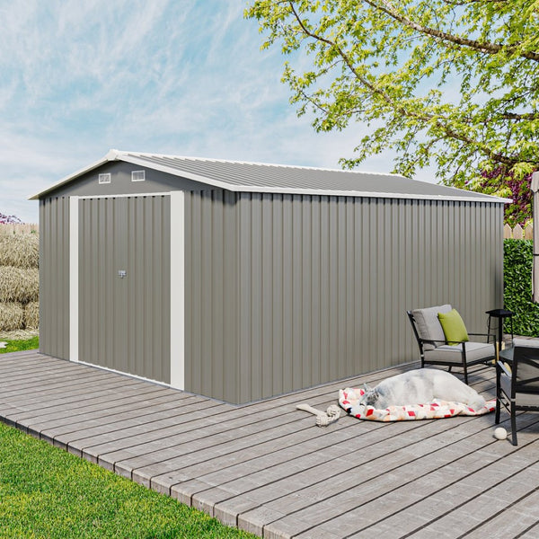 English Elm Campcraft Steel Utility Shed 10x14 Ft with Lockable Doors Vents and Sloped Roof W1598P287578