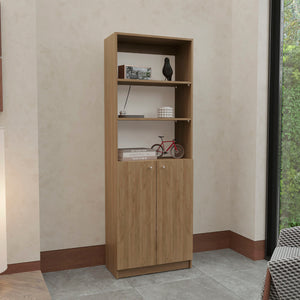 English Elm Home 2-Door Bookcase Beige – Modern MDF Storage Cabinet with Dual Doors, Multi-Tier Shelves, Versatile Room Use B200P335317
