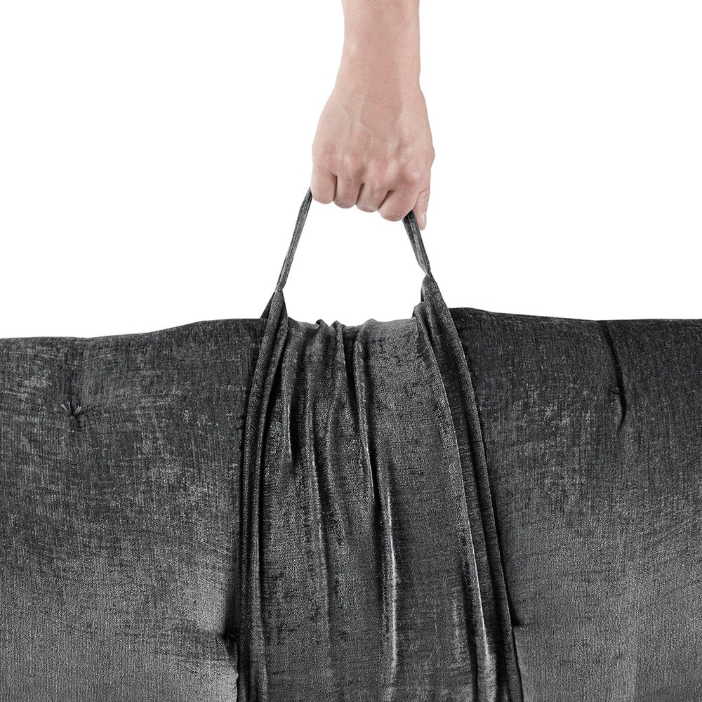 JLA Home Intelligent Design - Poly Chenille Luxe Round Floor Pillow 30" Charcoal Tufted Plush Cushion with Travel Wrap Comfort ID31-2450