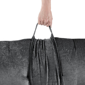 JLA Home Intelligent Design - Poly Chenille Luxe Round Floor Pillow 30" Charcoal Tufted Plush Cushion with Travel Wrap Comfort ID31-2450