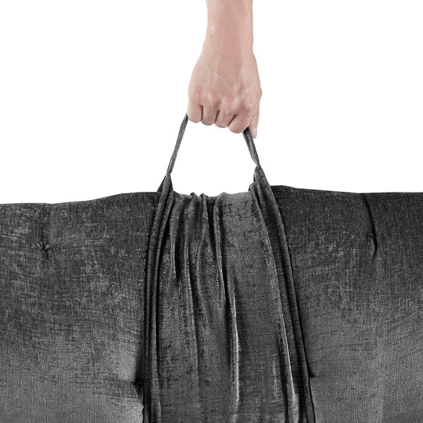 JLA Home Intelligent Design - Poly Chenille Luxe Round Floor Pillow 30" Charcoal Tufted Plush Cushion with Travel Wrap Comfort ID31-2450