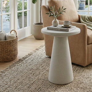 English Elm Mgo Compact Side Table Weatherproof Magnesium Oxide Build for Patio or Living Room White N776P372343W