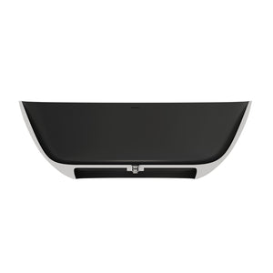 English Elm 65" Freestanding Soaking Bathtub Matte Black Stone Resin with Integrated Acrylic Shelf T3785P490210