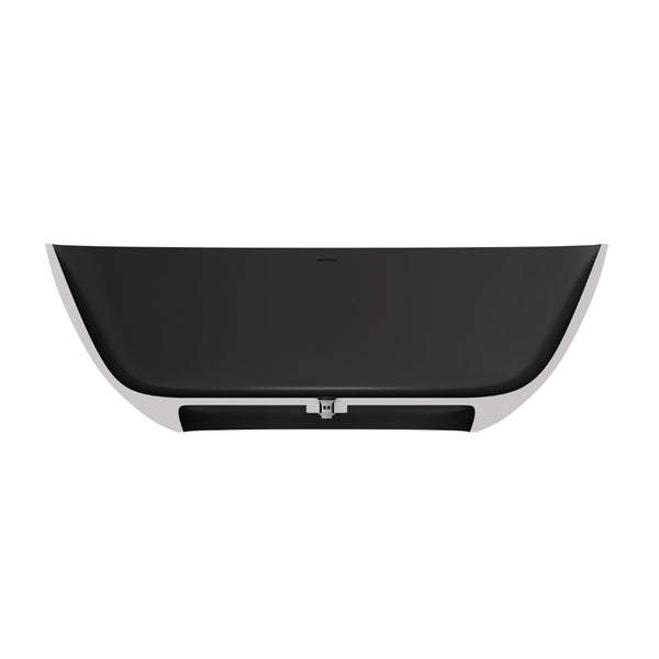 English Elm 65" Freestanding Soaking Bathtub Matte Black Stone Resin with Integrated Acrylic Shelf T3785P490210
