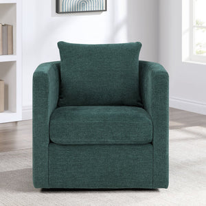 English Elm Sutton Peacock Performance Fabric Swivel Barrel Chair — Stain-Resistant, Pocket Coil Seat, Reversible Cushions B050P322586