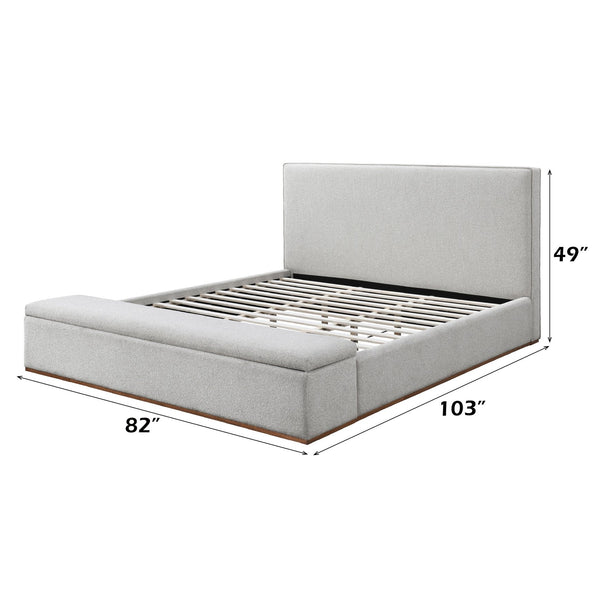 English Elm Boxter Beige Linen Eastern King Bed With Under-Bed Storage – Stylish, No Box Spring Needed, Durable Design B2726S00562