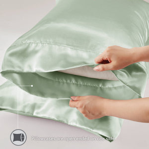 English Elm Satin Split King Sheet Set Luxury 100% Polyester Satin 90g Smooth Soft Deep Pocket Bedding Sage 11.81 L x 9.84 W x 3.54 H B035P294187